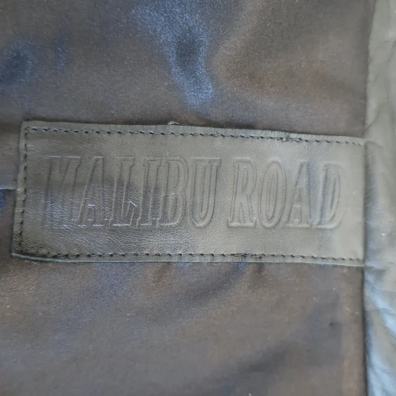 Malibu Road Prince Leather Motorcycle Jacket Black Size Medium