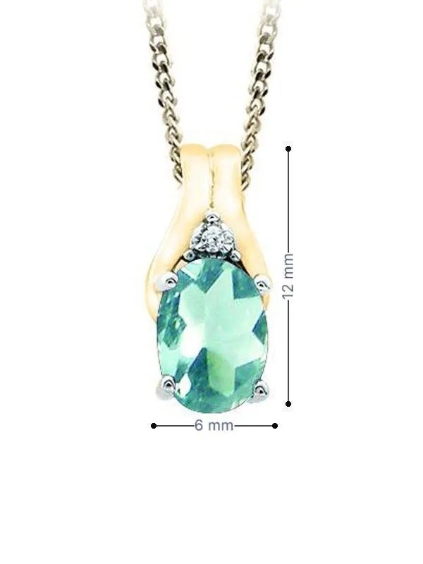March Birthstone Pendant with Diamond Accent set in 10K Yellow gold