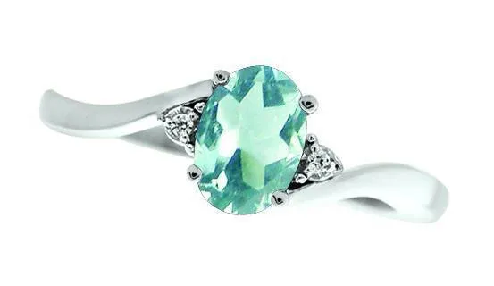 March Birthstone Ring with Diamond Accent set in 10K White Gold 87190310