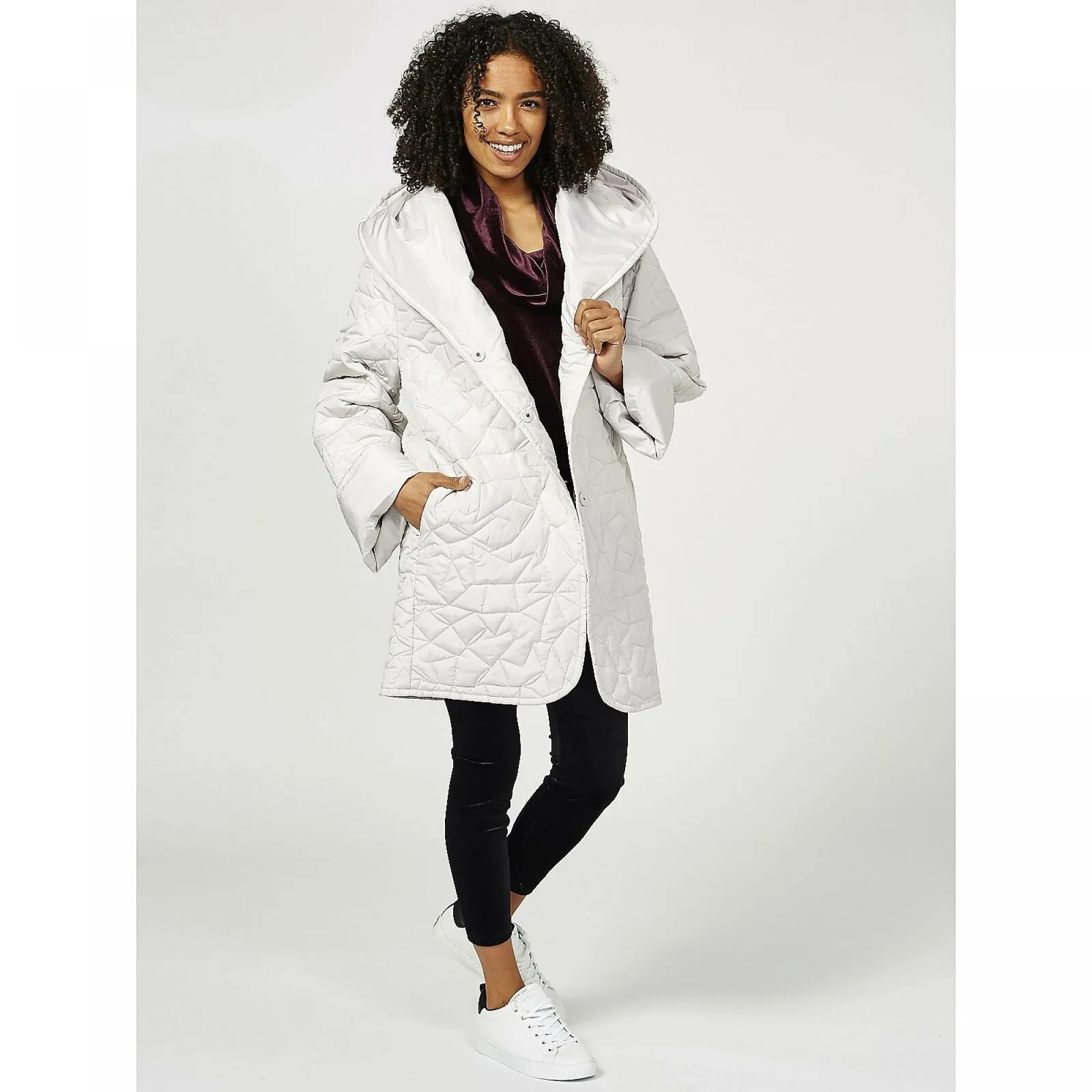 MarlaWynne Women's Reversible Lightweight Quilted Coat