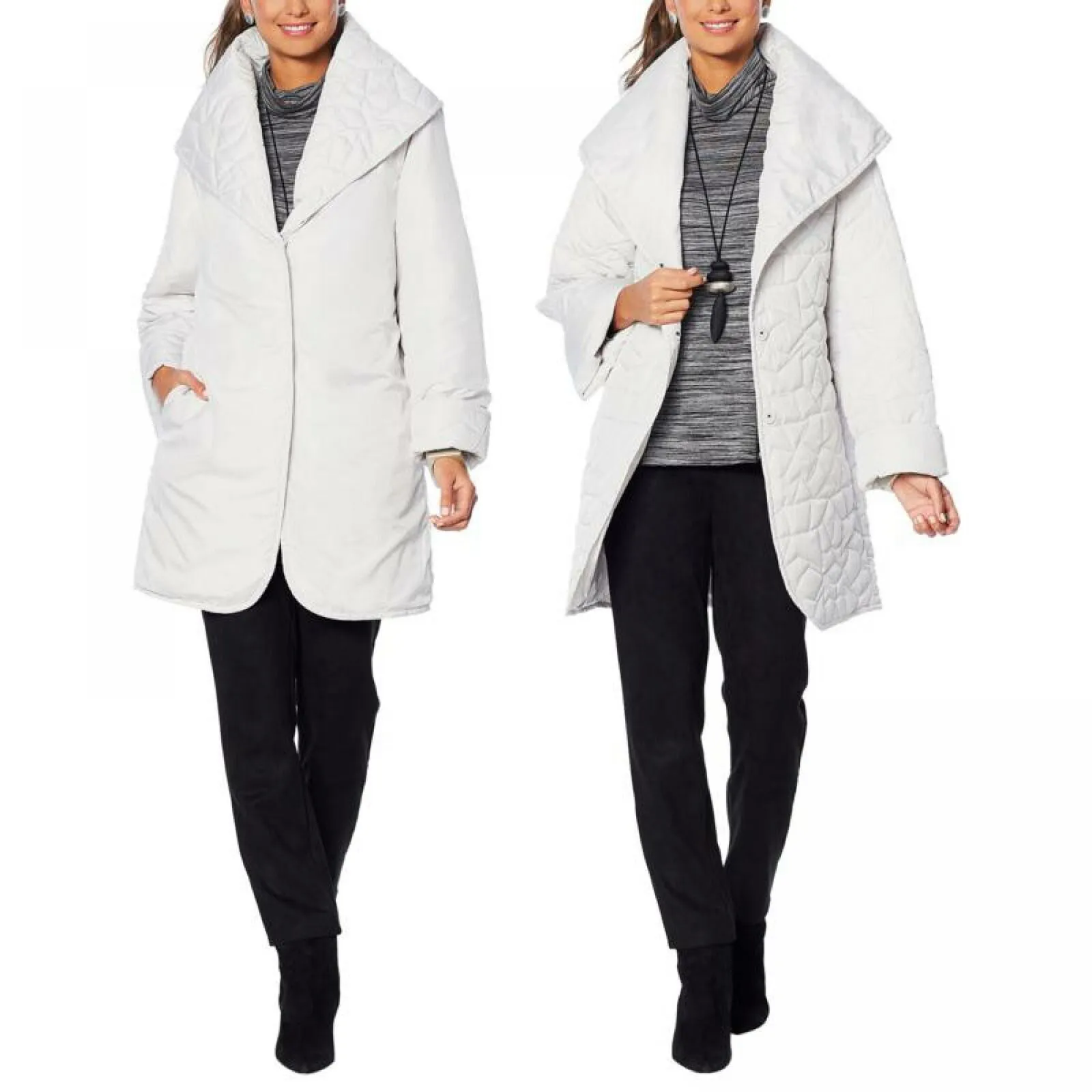 MarlaWynne Women's Reversible Lightweight Quilted Coat