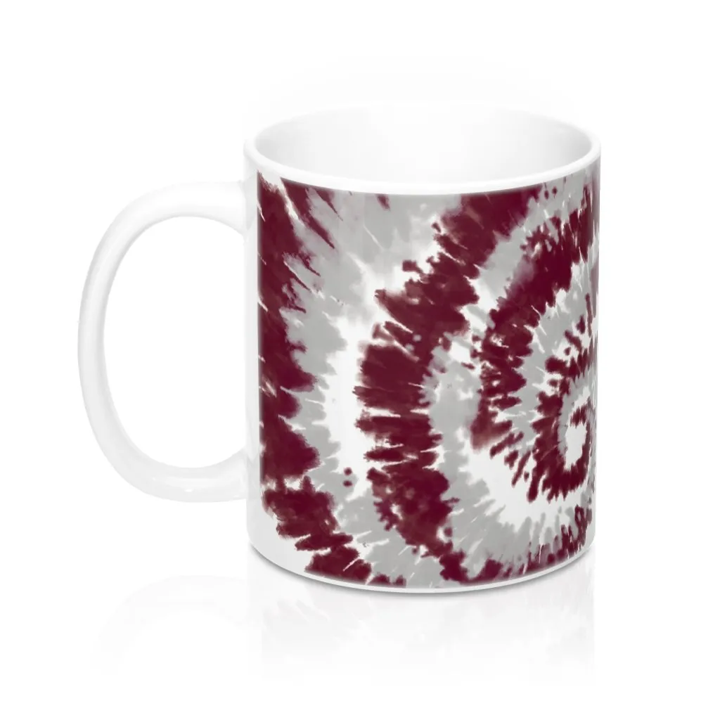Maroon & Grey Tie Dye Coffee Mug