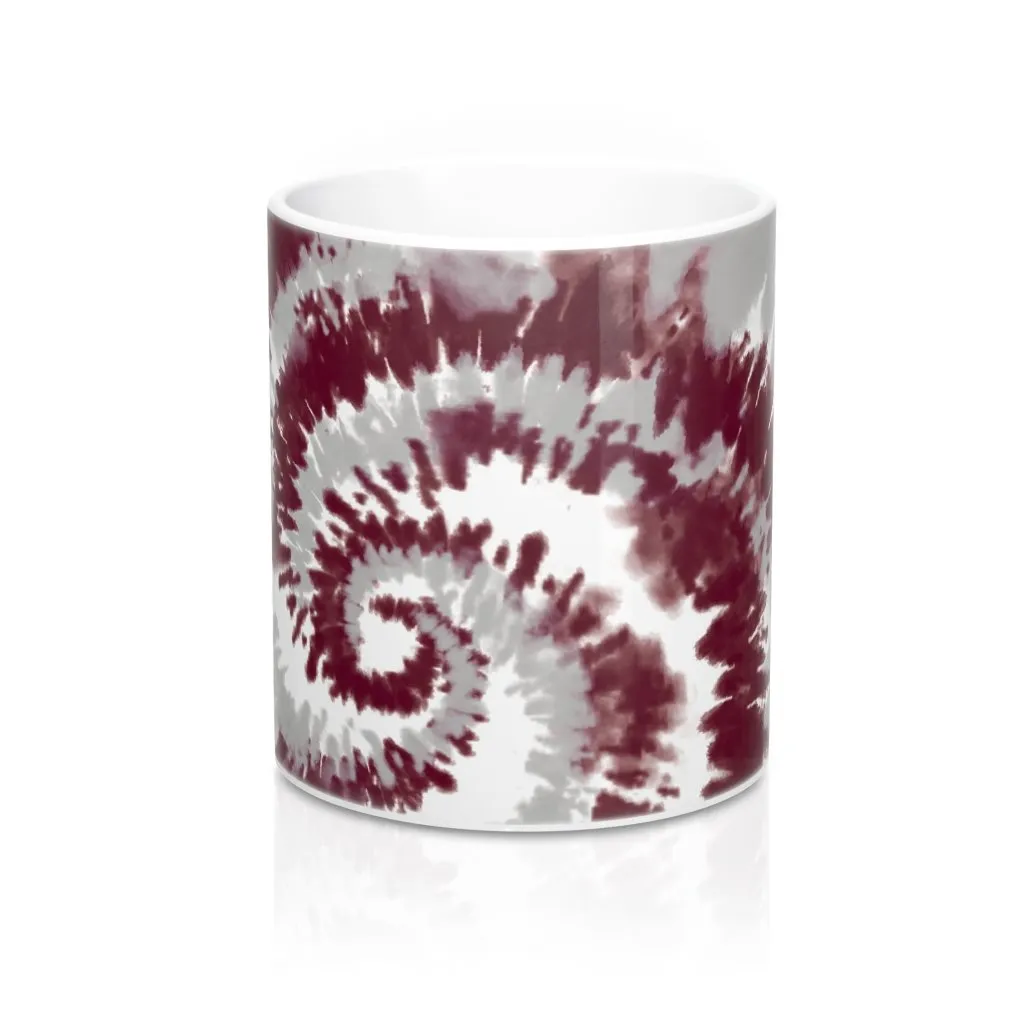 Maroon & Grey Tie Dye Coffee Mug