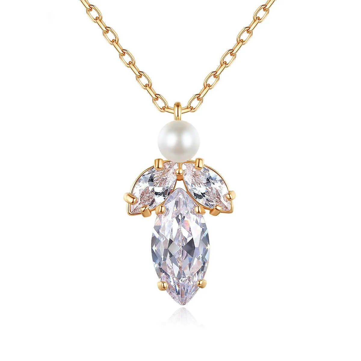 Marquise Crystal & Pearl 18K Gold-Plated Pendant Necklace