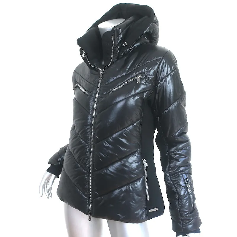 MDC Shiny Ski Jacket Black Size 40 Hooded Puffer