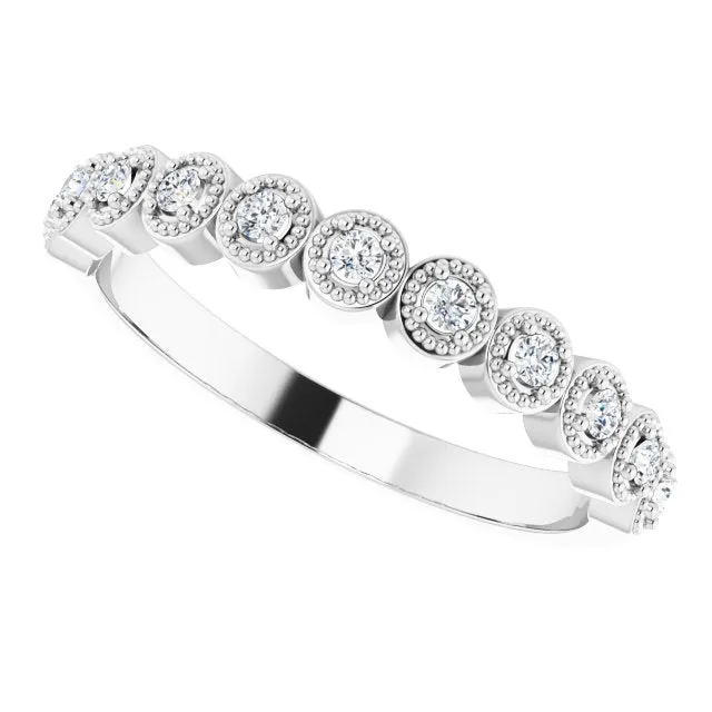Milgrain Accent Round Diamond Wedding Band