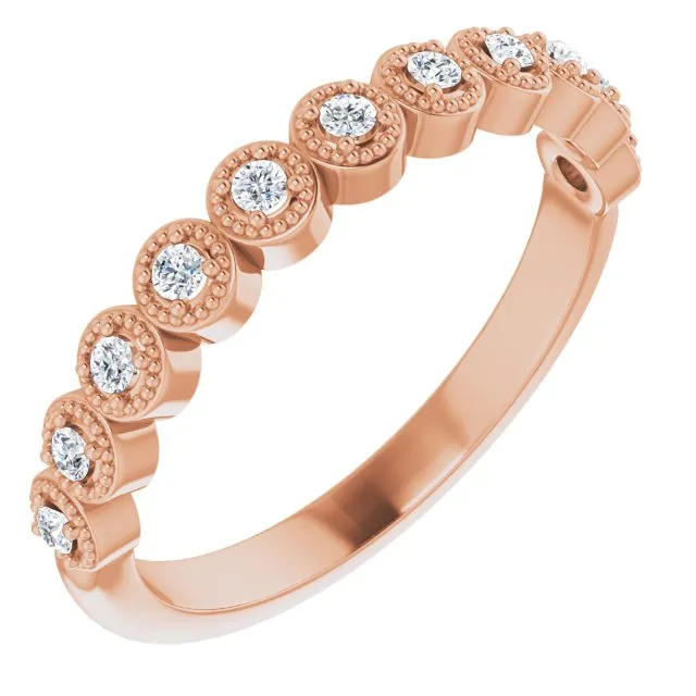Milgrain Accent Round Diamond Wedding Band