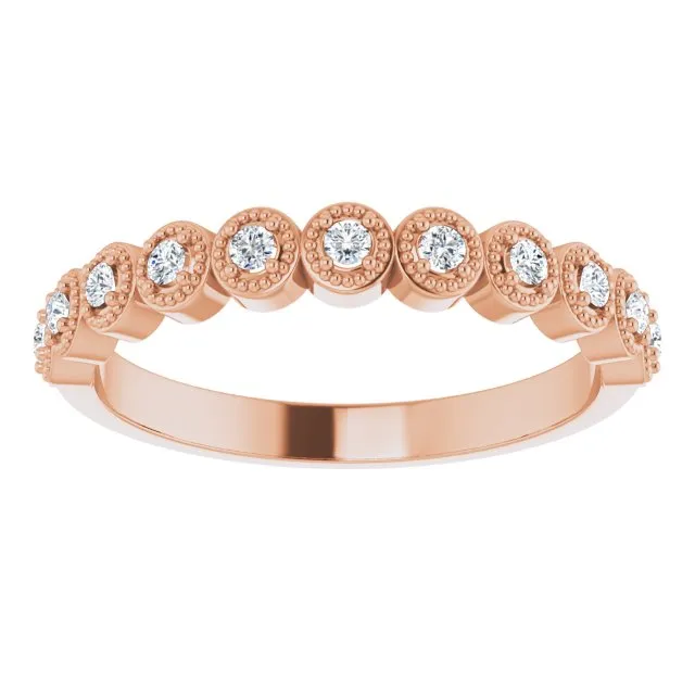 Milgrain Accent Round Diamond Wedding Band