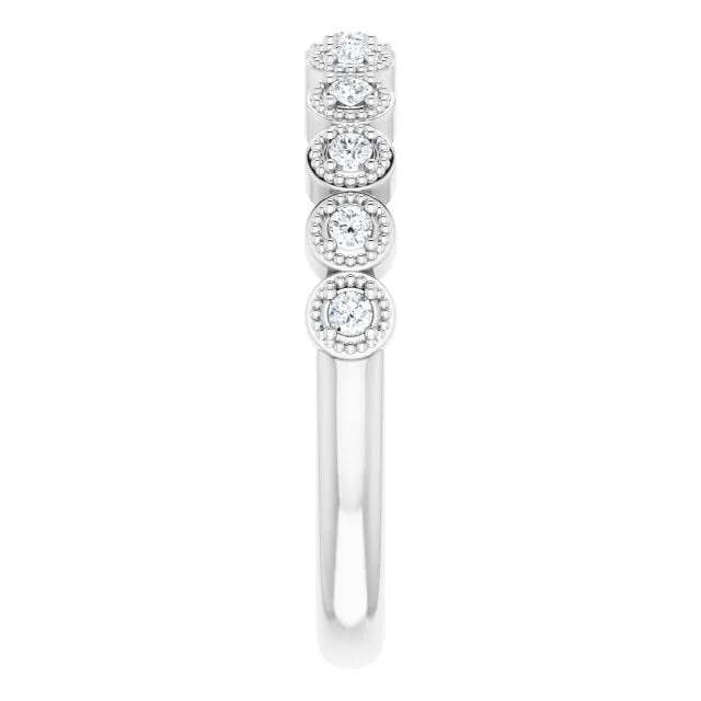 Milgrain Accent Round Diamond Wedding Band
