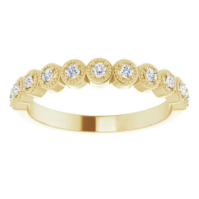 Milgrain Accent Round Diamond Wedding Band