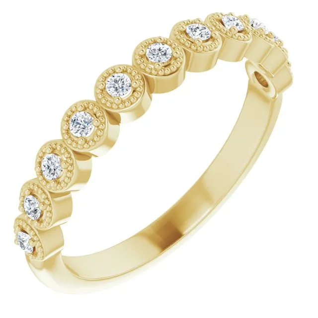 Milgrain Accent Round Diamond Wedding Band