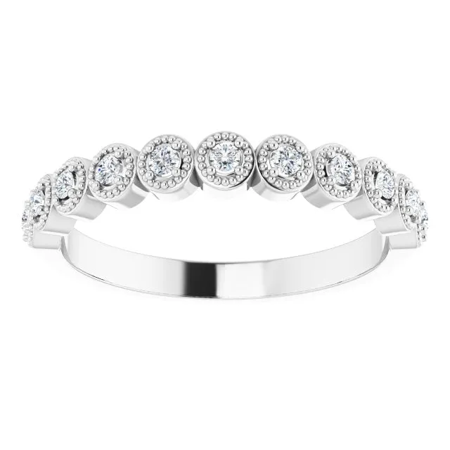 Milgrain Accent Round Diamond Wedding Band