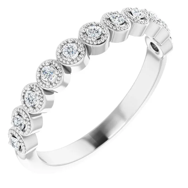 Milgrain Accent Round Diamond Wedding Band