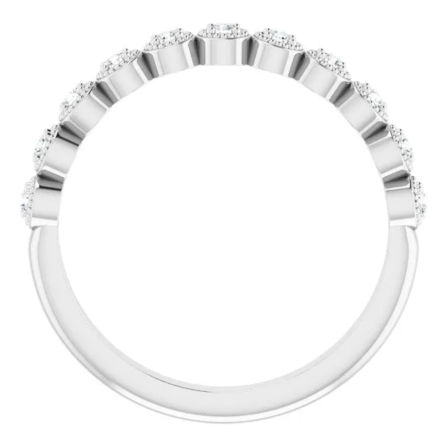 Milgrain Accent Round Diamond Wedding Band