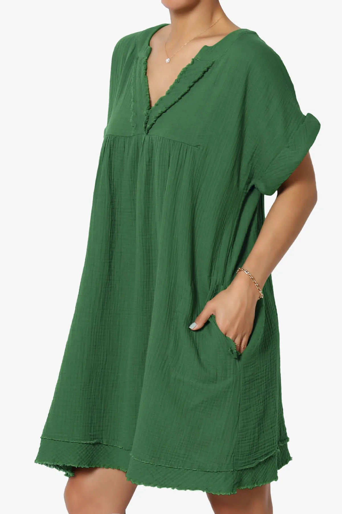 Milly Gauze V-Neck Babydoll Shift Mini Dress PLUS
