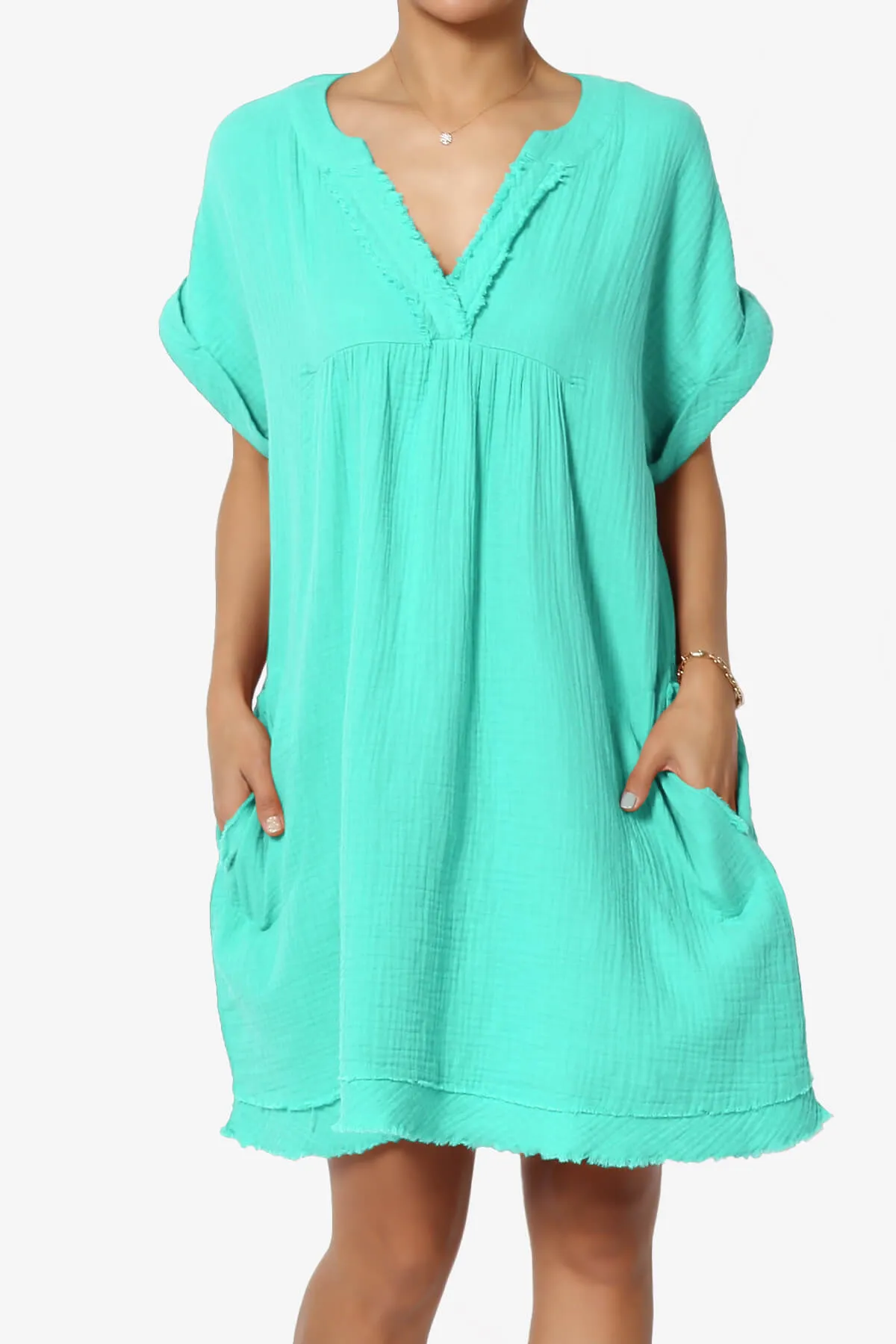 Milly Gauze V-Neck Babydoll Shift Mini Dress PLUS