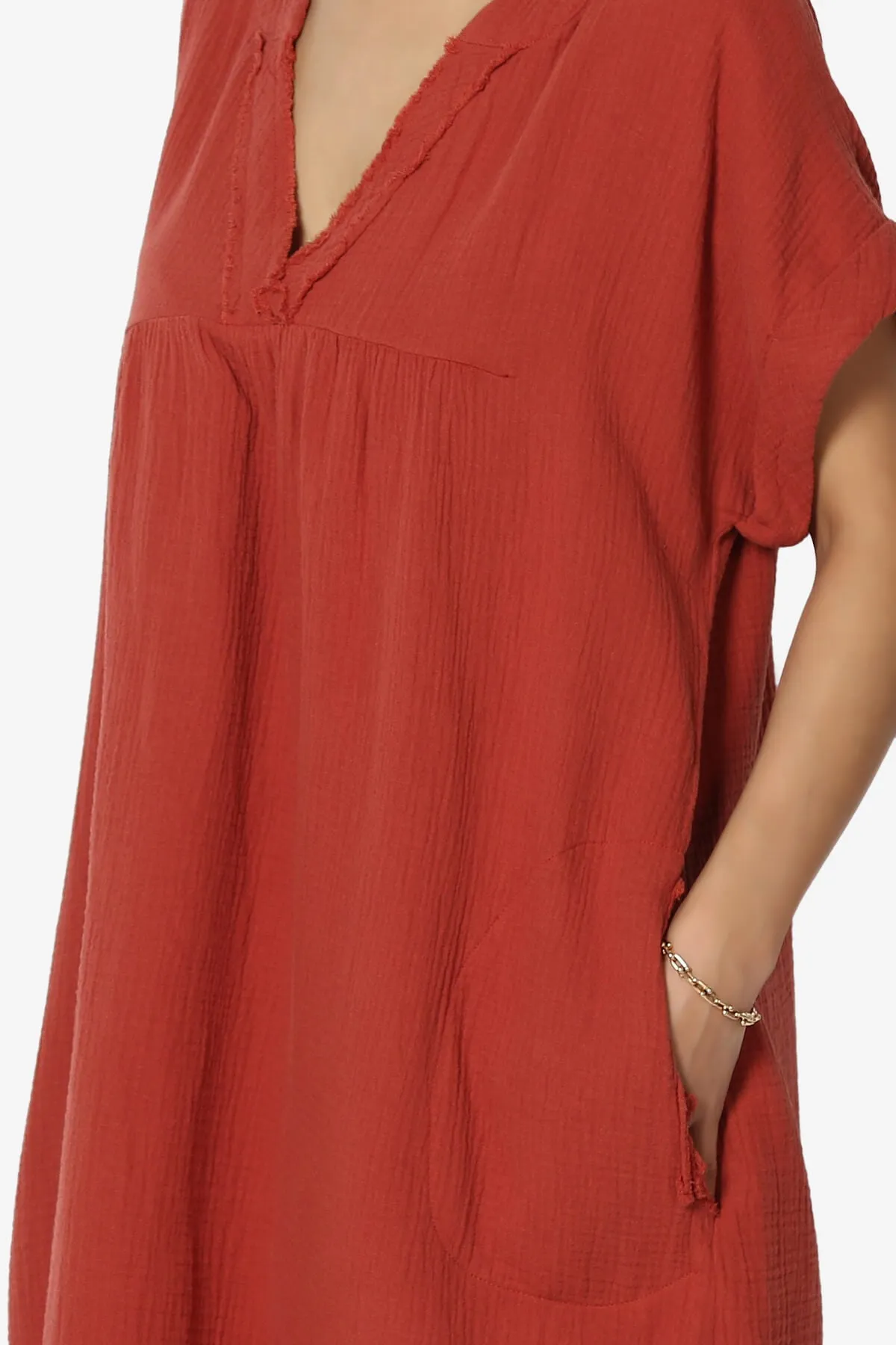 Milly Gauze V-Neck Babydoll Shift Mini Dress PLUS