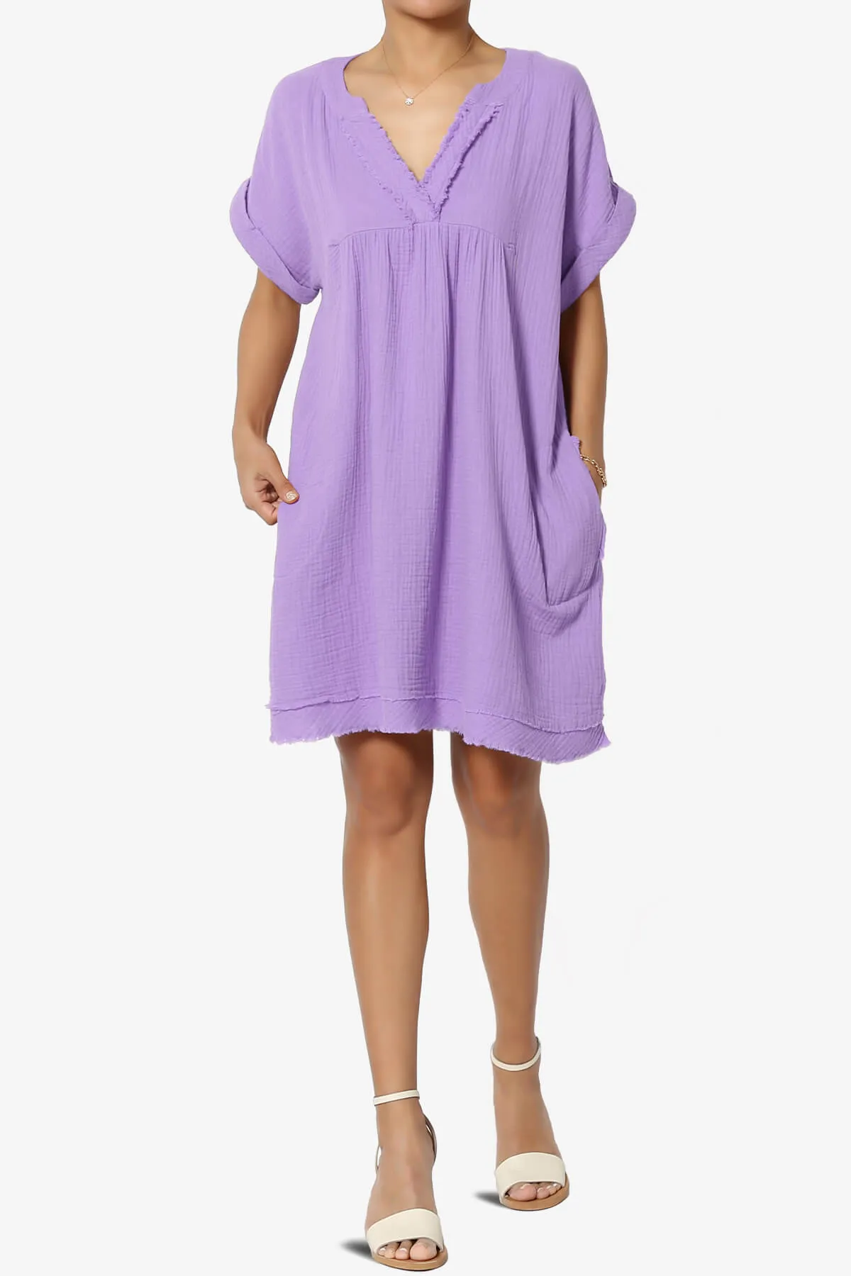Milly Gauze V-Neck Babydoll Shift Mini Dress PLUS
