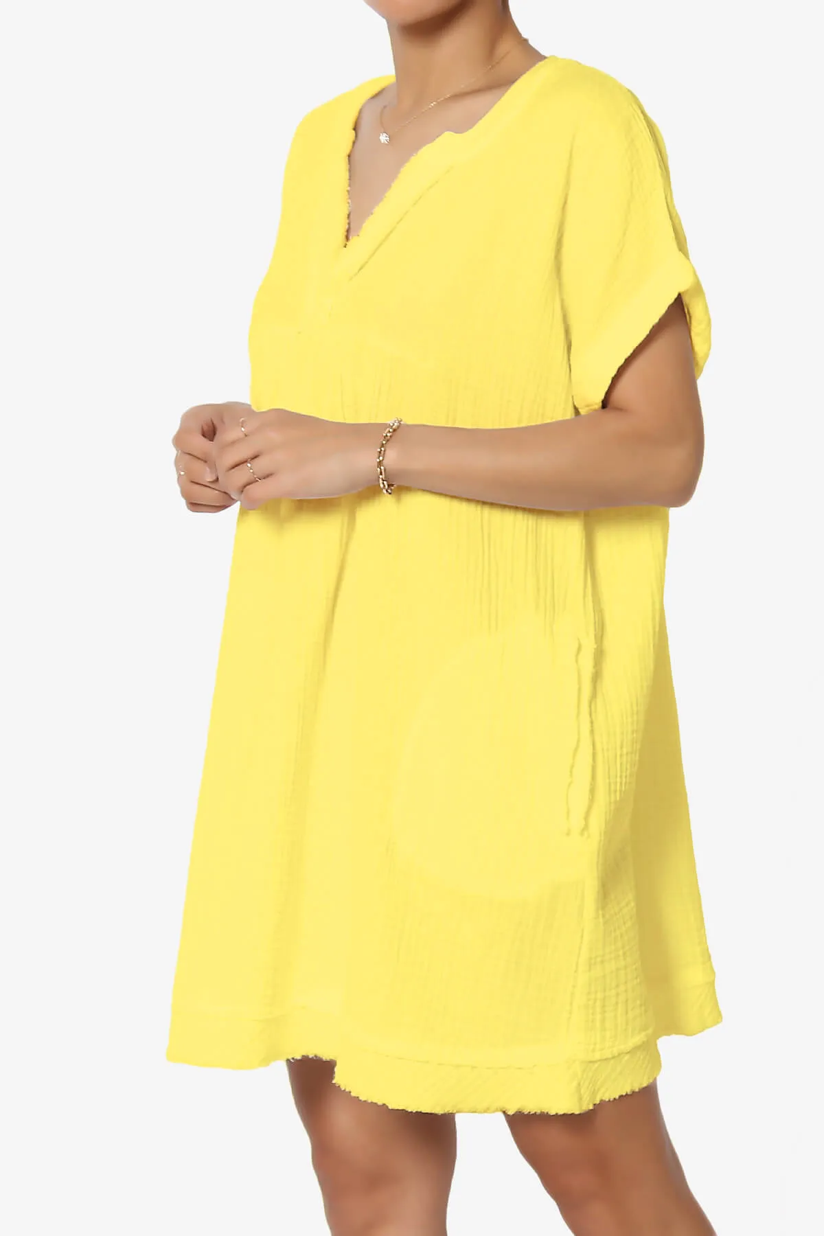 Milly Gauze V-Neck Babydoll Shift Mini Dress PLUS
