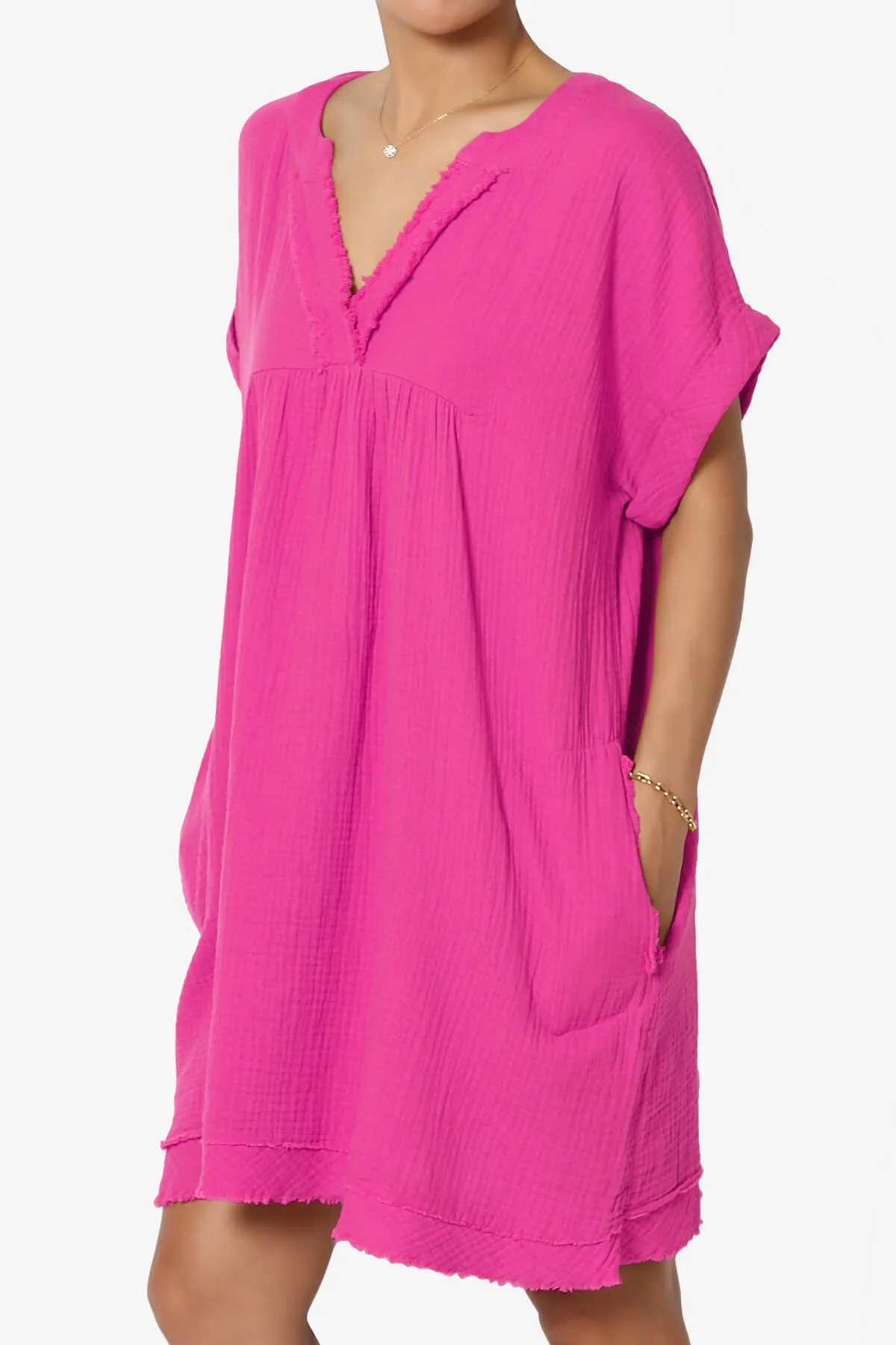 Milly Gauze V-Neck Babydoll Shift Mini Dress PLUS