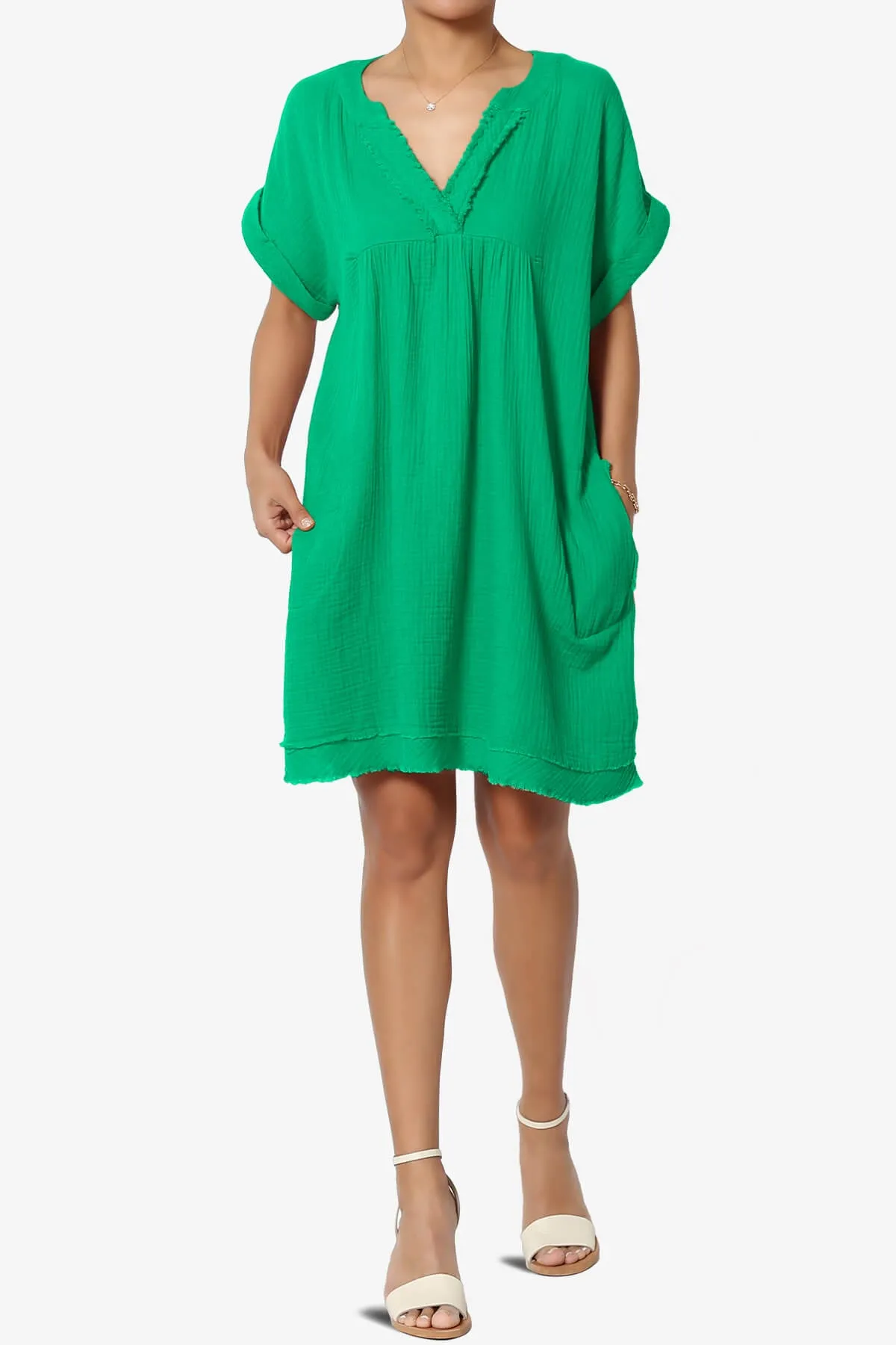 Milly Gauze V-Neck Babydoll Shift Mini Dress PLUS