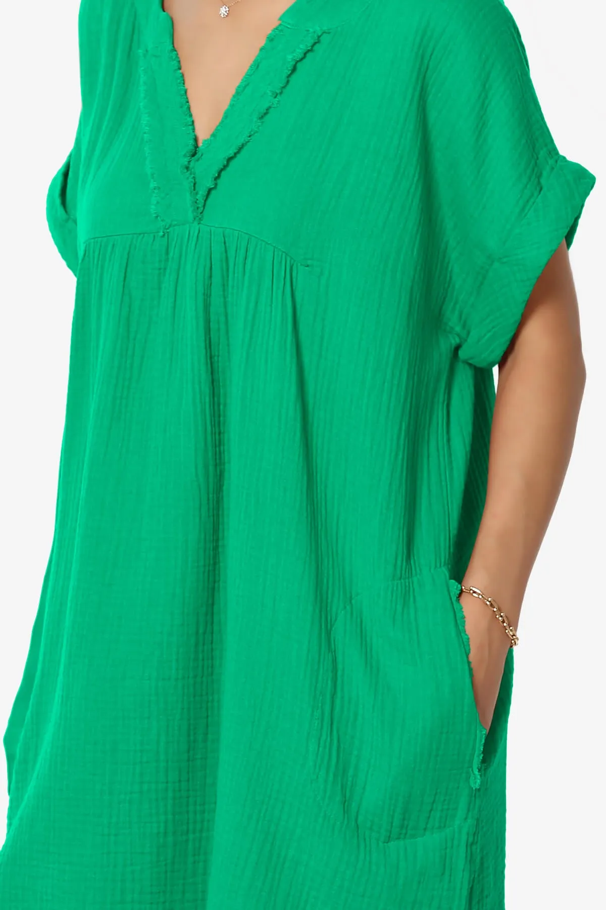 Milly Gauze V-Neck Babydoll Shift Mini Dress PLUS