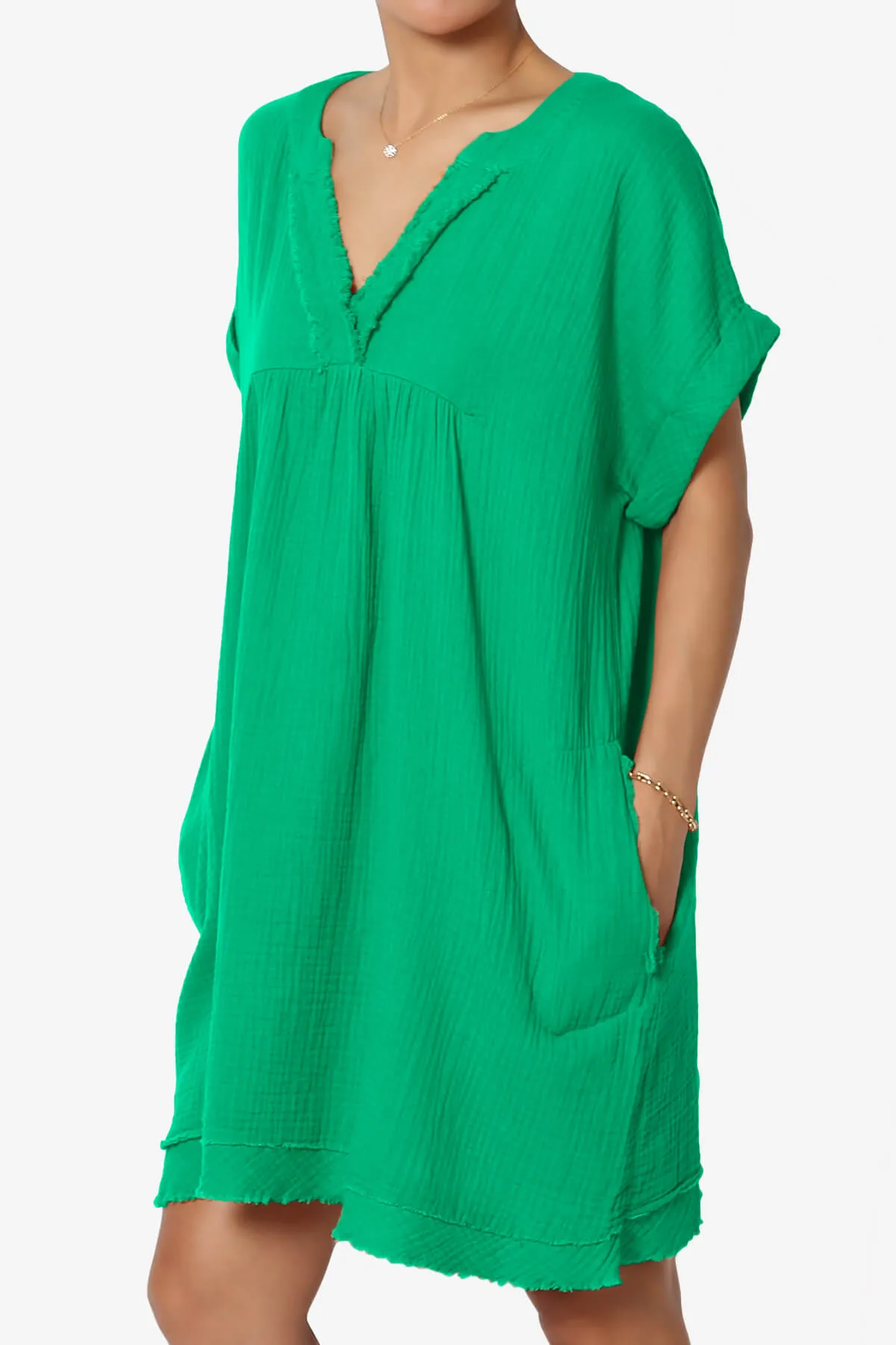 Milly Gauze V-Neck Babydoll Shift Mini Dress PLUS