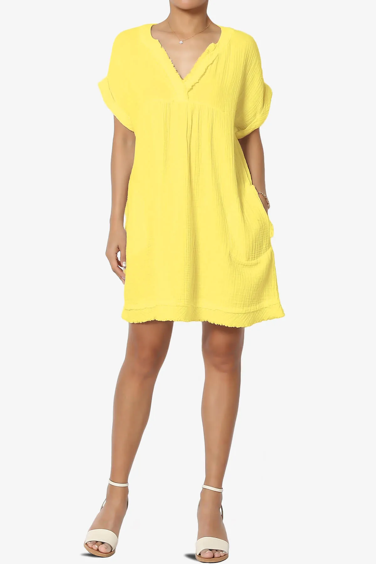 Milly Gauze V-Neck Babydoll Shift Mini Dress PLUS