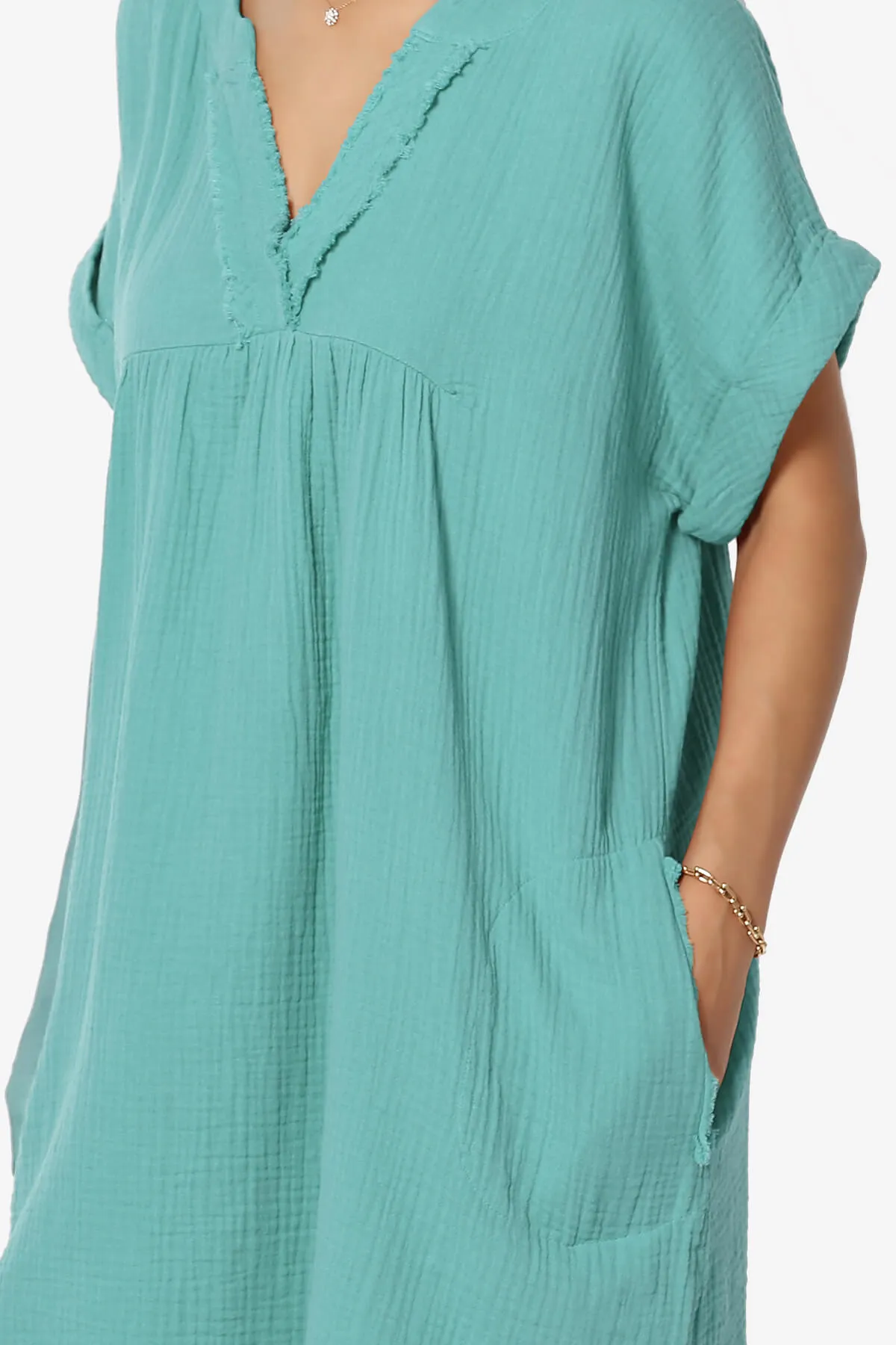 Milly Gauze V-Neck Babydoll Shift Mini Dress PLUS