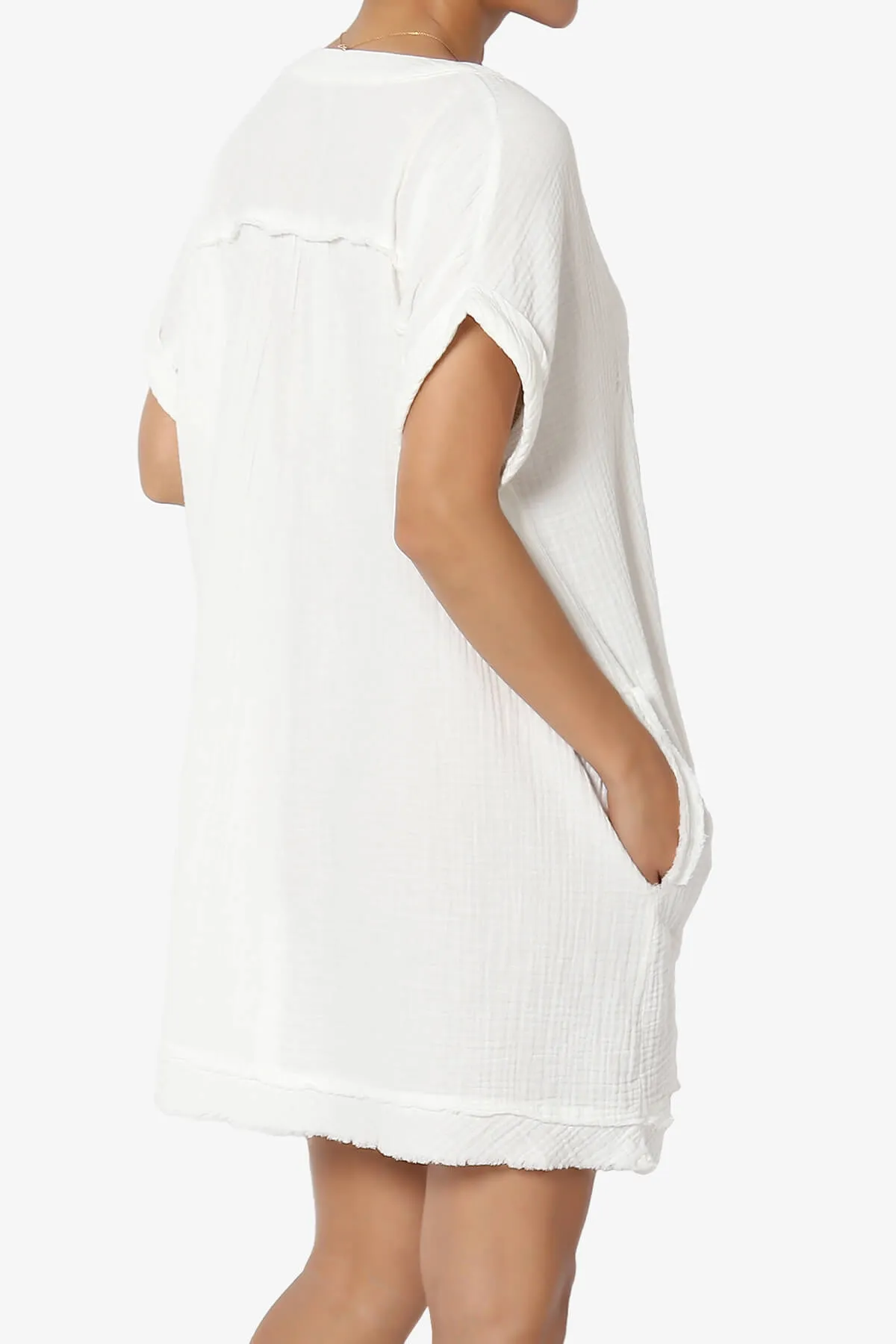 Milly Gauze V-Neck Babydoll Shift Mini Dress PLUS