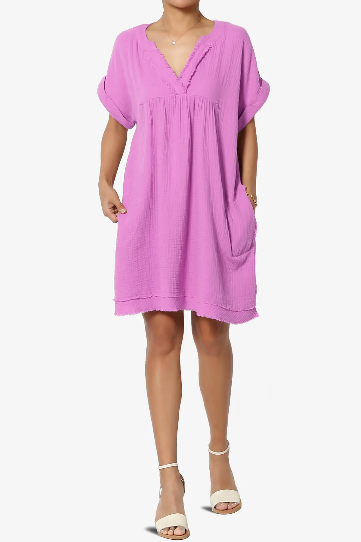 Milly Gauze V-Neck Babydoll Shift Mini Dress PLUS