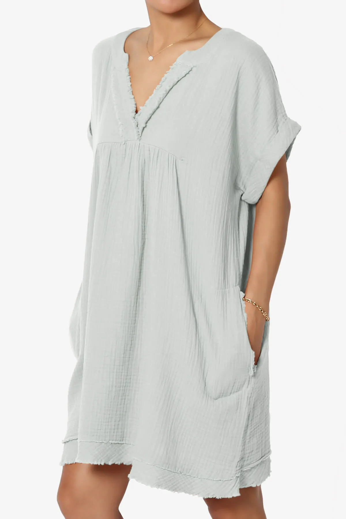 Milly Gauze V-Neck Babydoll Shift Mini Dress PLUS