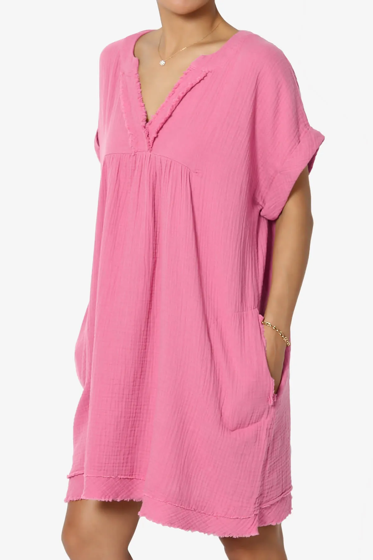 Milly Gauze V-Neck Babydoll Shift Mini Dress PLUS