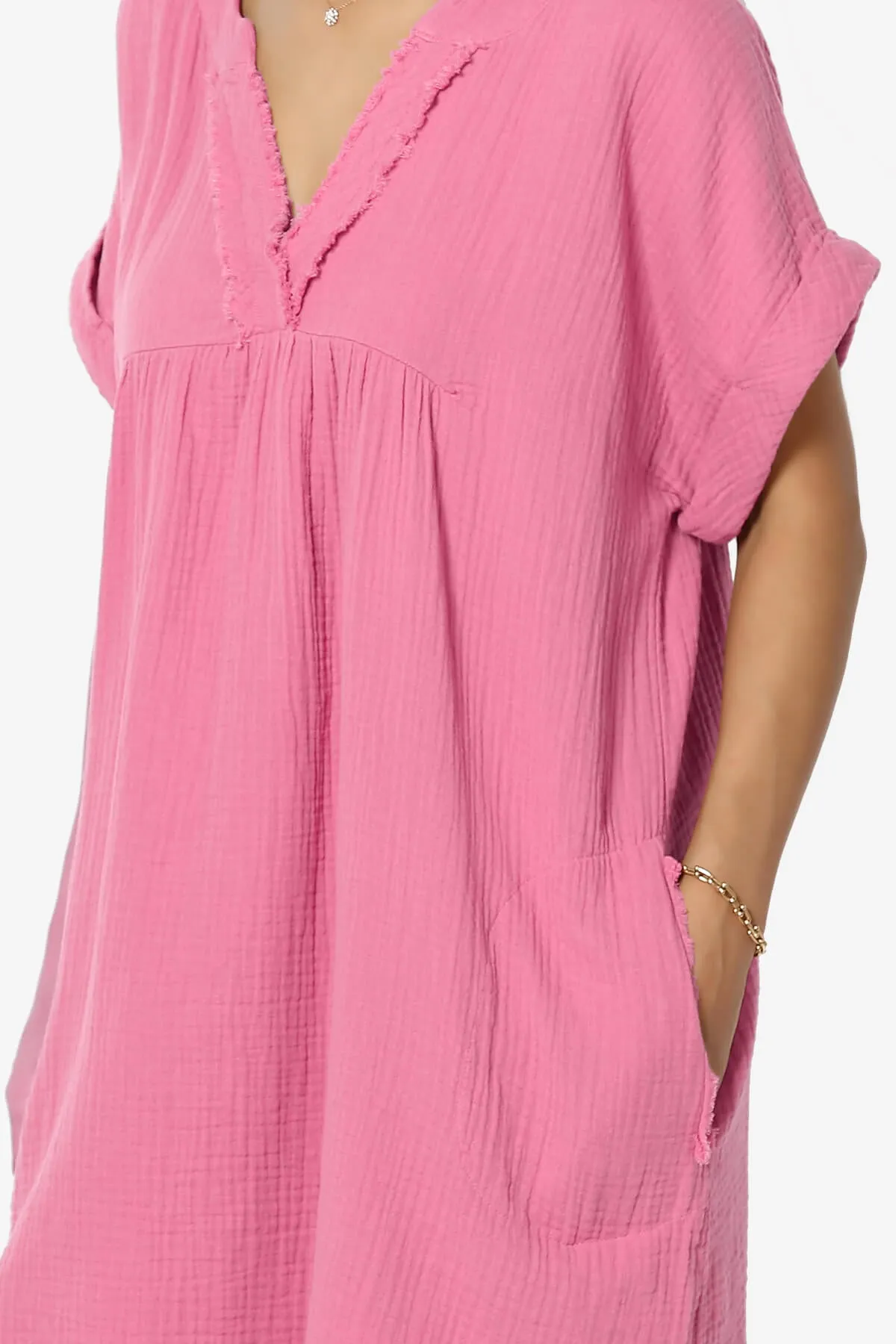 Milly Gauze V-Neck Babydoll Shift Mini Dress PLUS