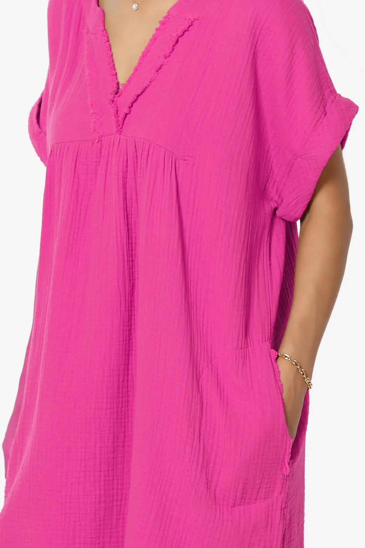 Milly Gauze V-Neck Babydoll Shift Mini Dress PLUS