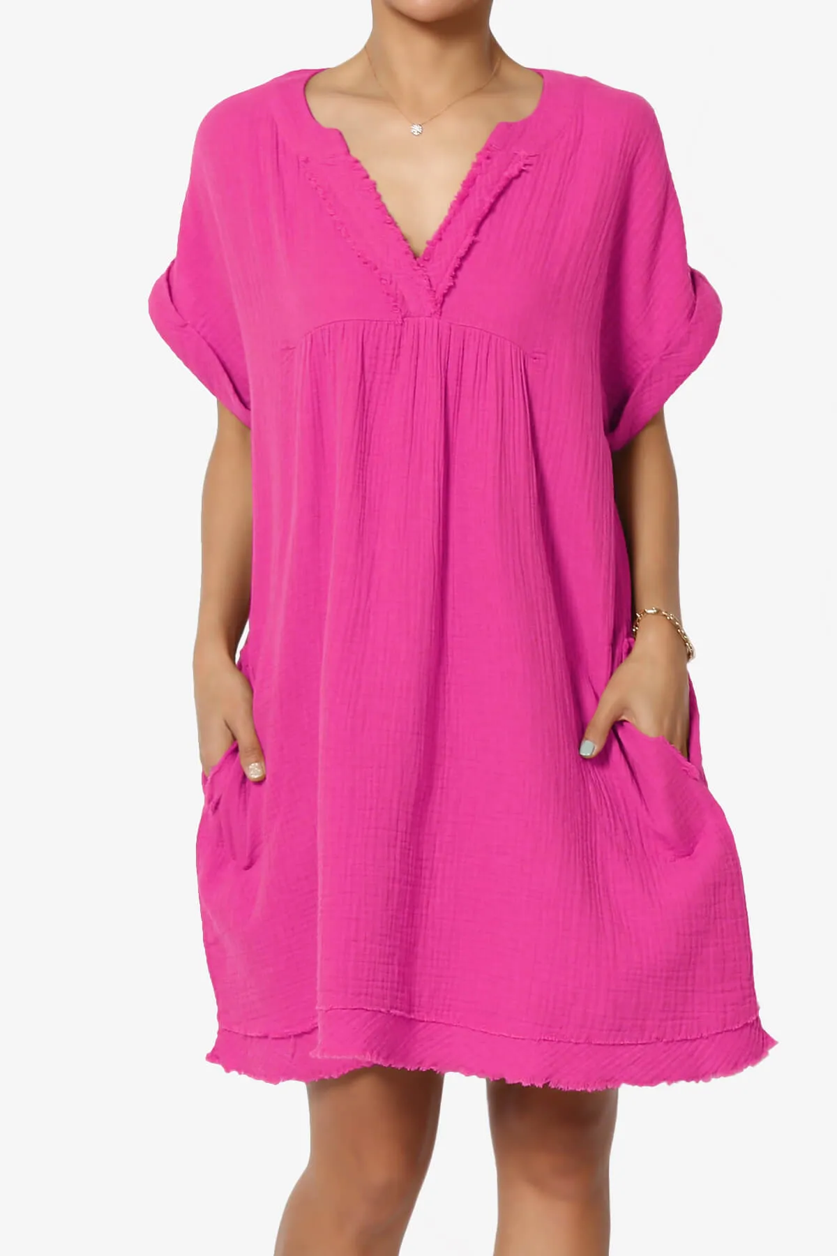 Milly Gauze V-Neck Babydoll Shift Mini Dress PLUS
