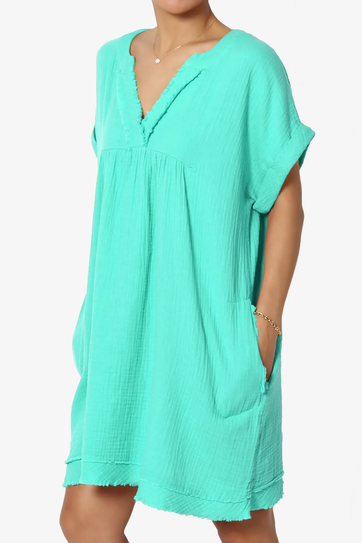 Milly Gauze V-Neck Babydoll Shift Mini Dress PLUS