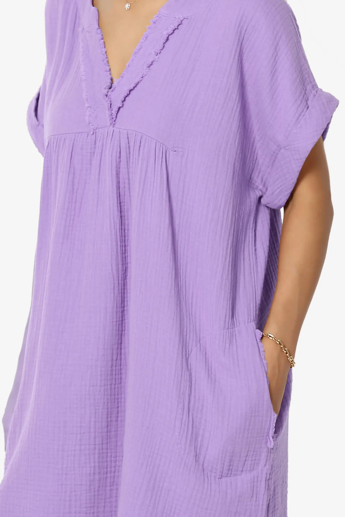 Milly Gauze V-Neck Babydoll Shift Mini Dress PLUS