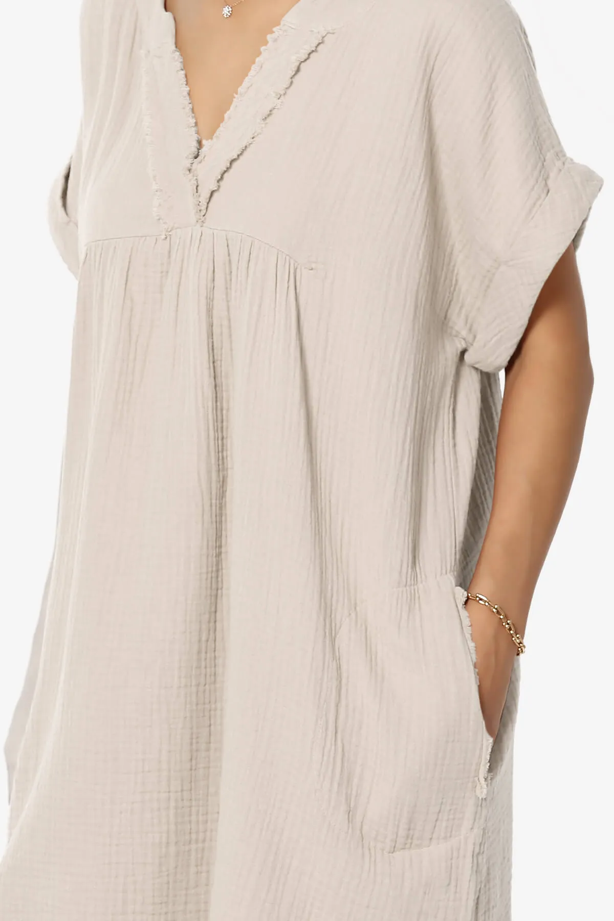 Milly Gauze V-Neck Babydoll Shift Mini Dress PLUS