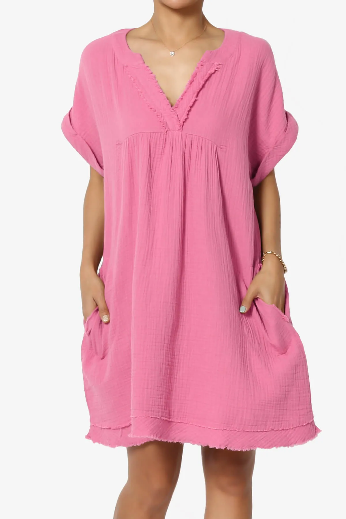 Milly Gauze V-Neck Babydoll Shift Mini Dress PLUS