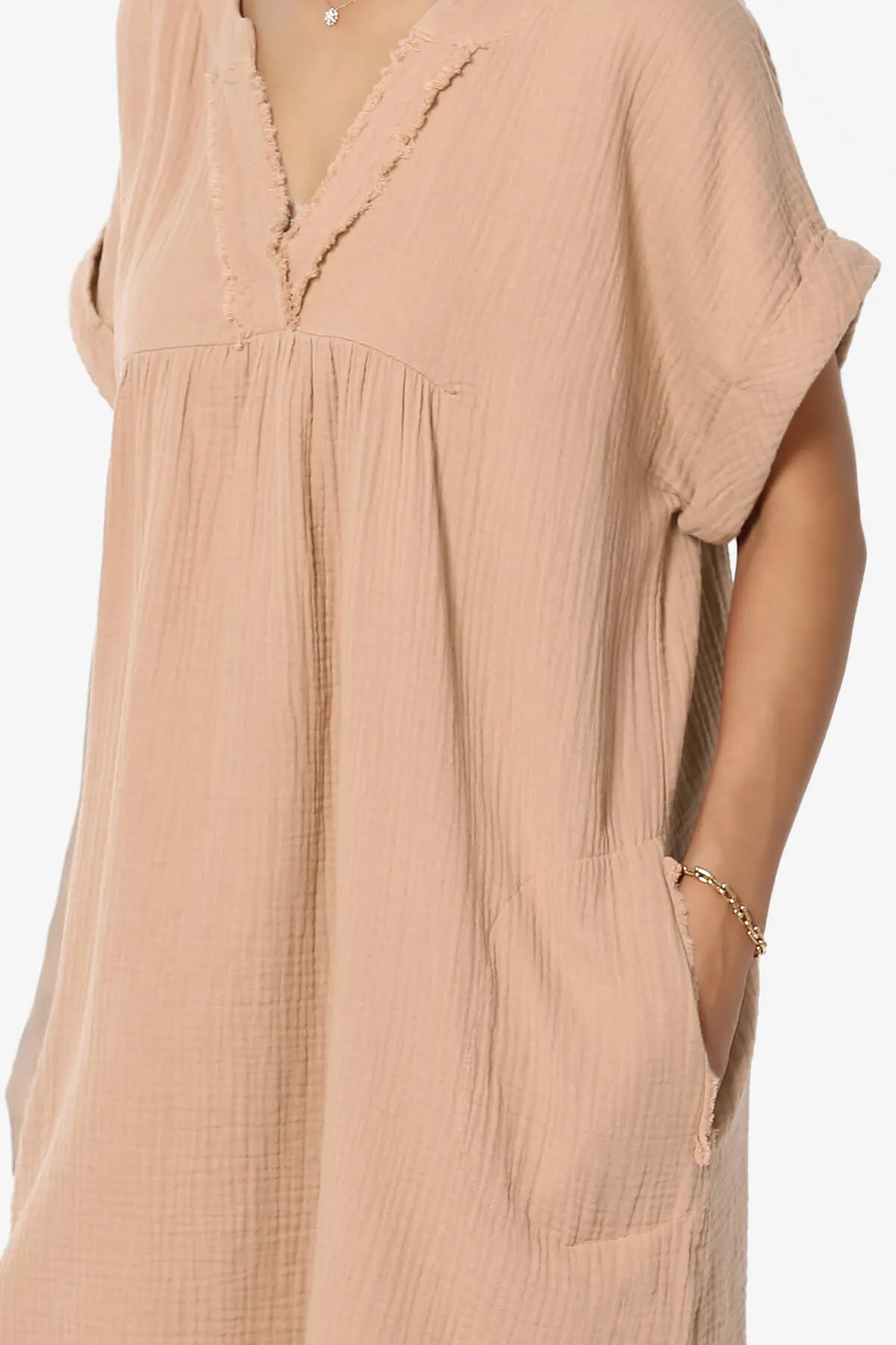 Milly Gauze V-Neck Babydoll Shift Mini Dress PLUS