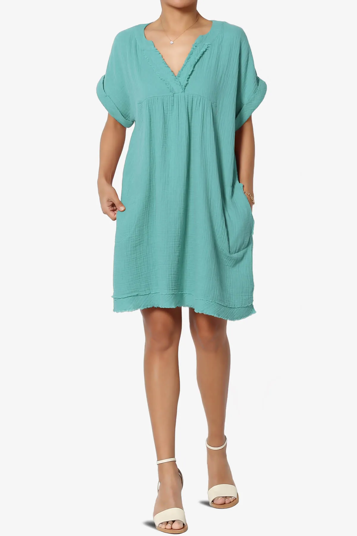 Milly Gauze V-Neck Babydoll Shift Mini Dress PLUS