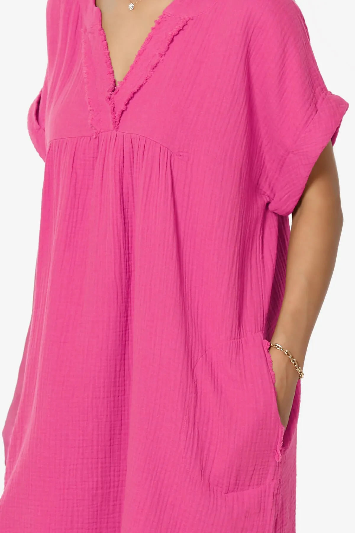 Milly Gauze V-Neck Babydoll Shift Mini Dress PLUS