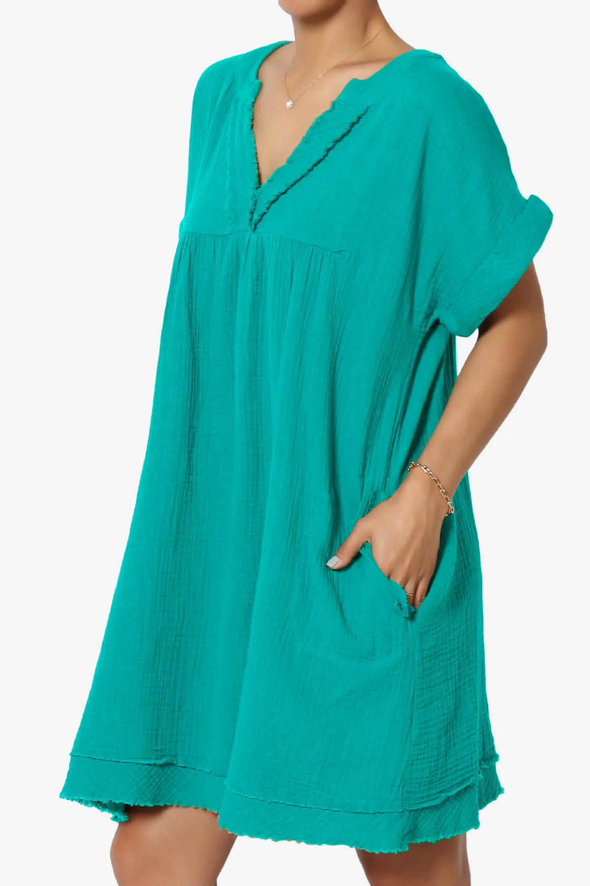 Milly Gauze V-Neck Babydoll Shift Mini Dress PLUS