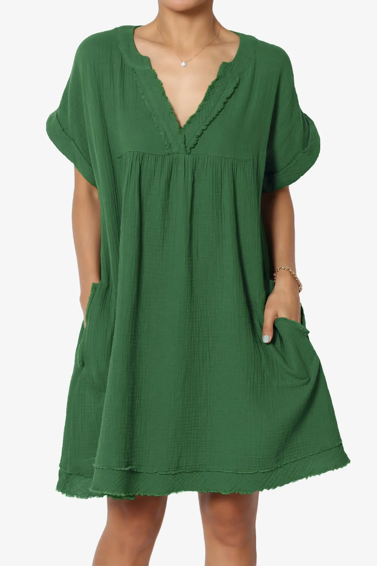 Milly Gauze V-Neck Babydoll Shift Mini Dress PLUS