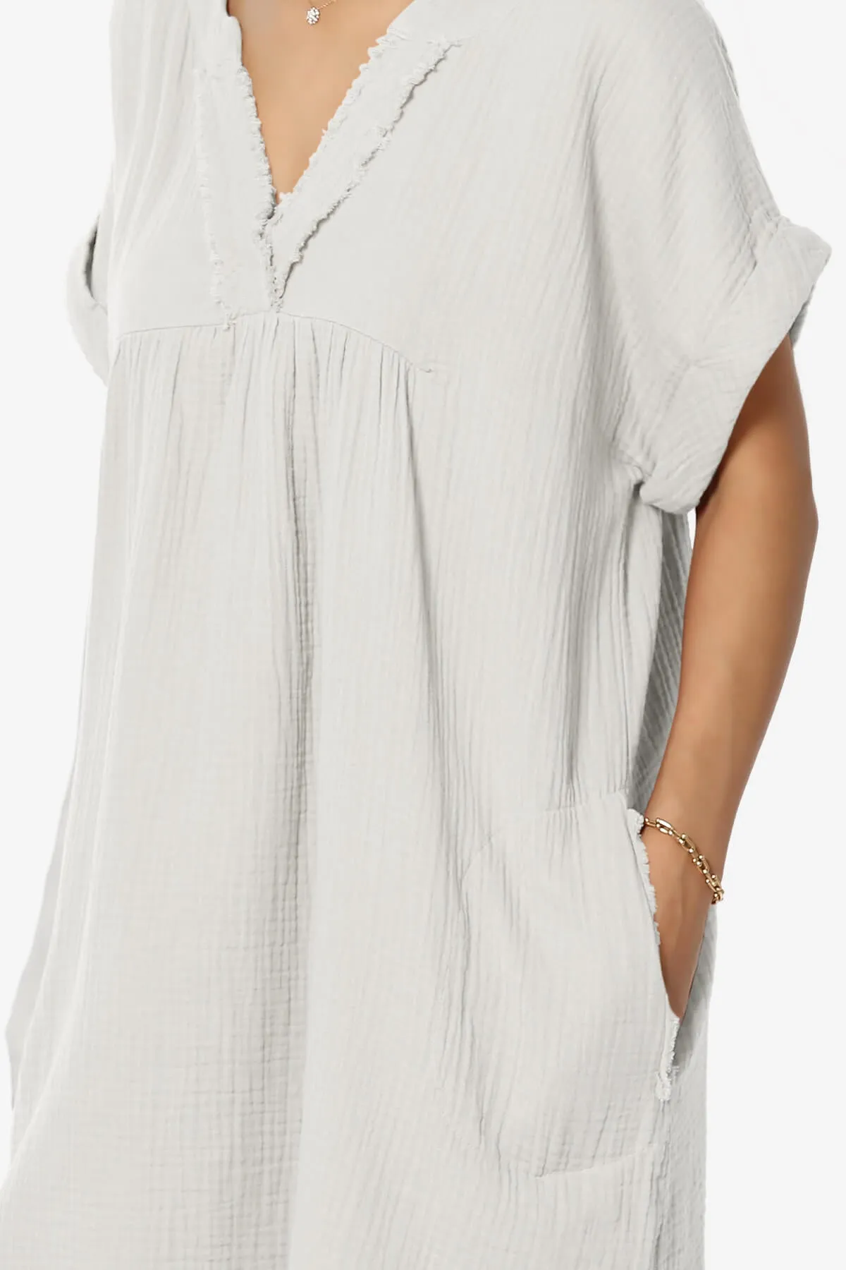 Milly Gauze V-Neck Babydoll Shift Mini Dress PLUS
