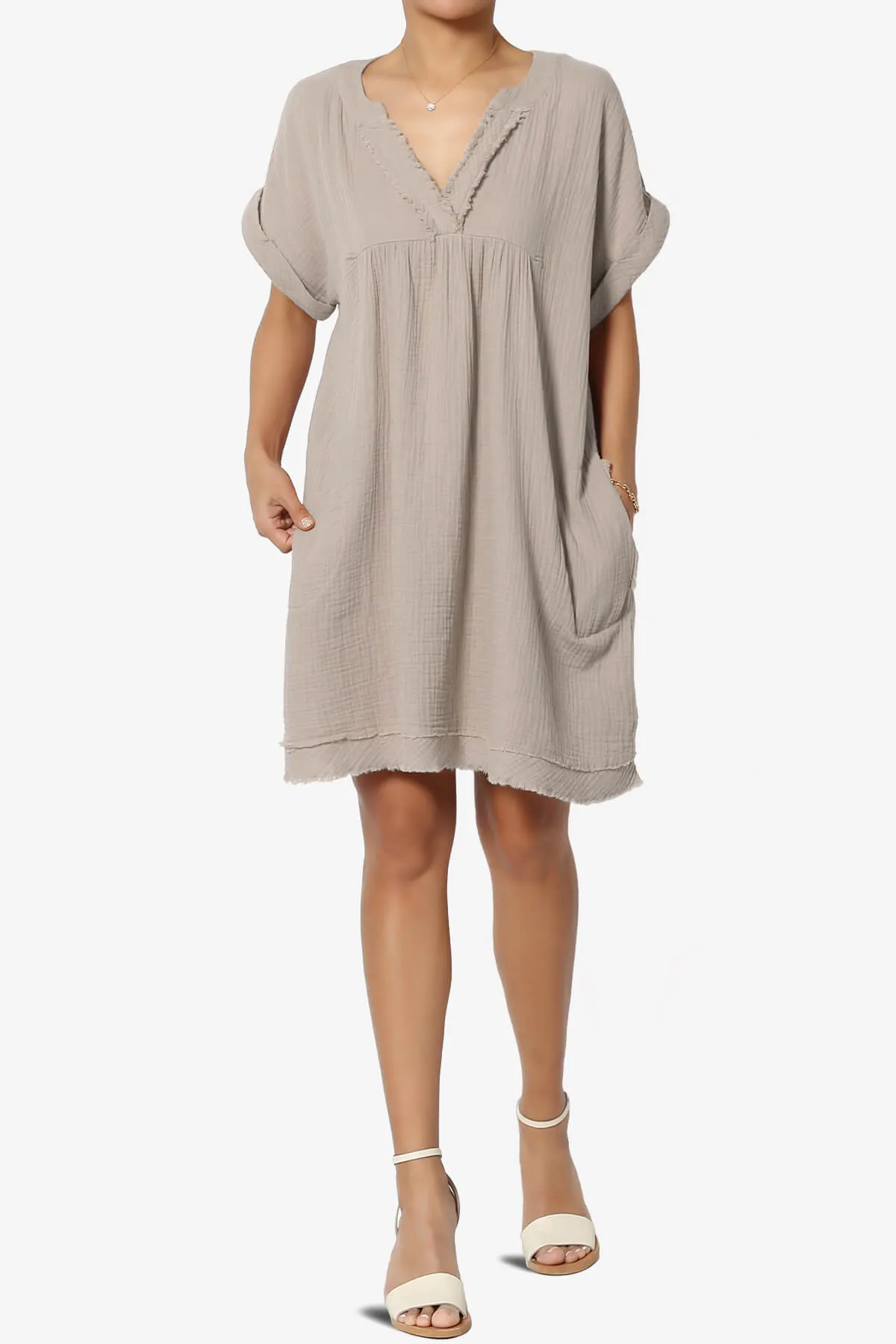 Milly Gauze V-Neck Babydoll Shift Mini Dress PLUS