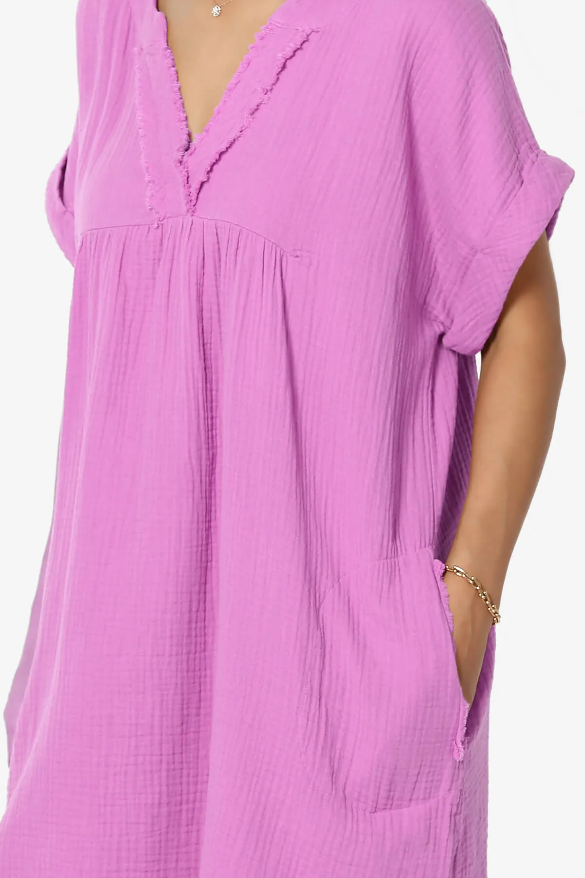 Milly Gauze V-Neck Babydoll Shift Mini Dress PLUS
