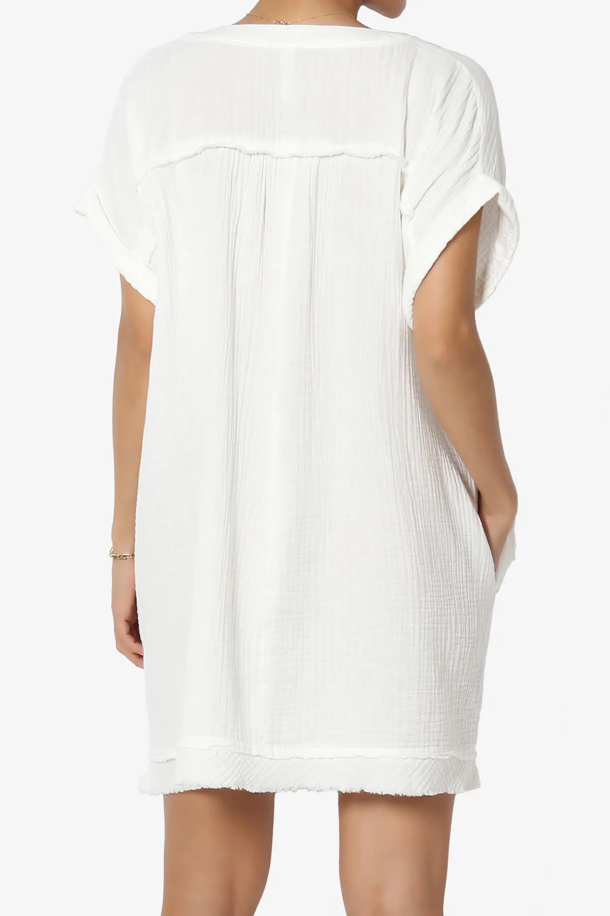 Milly Gauze V-Neck Babydoll Shift Mini Dress PLUS