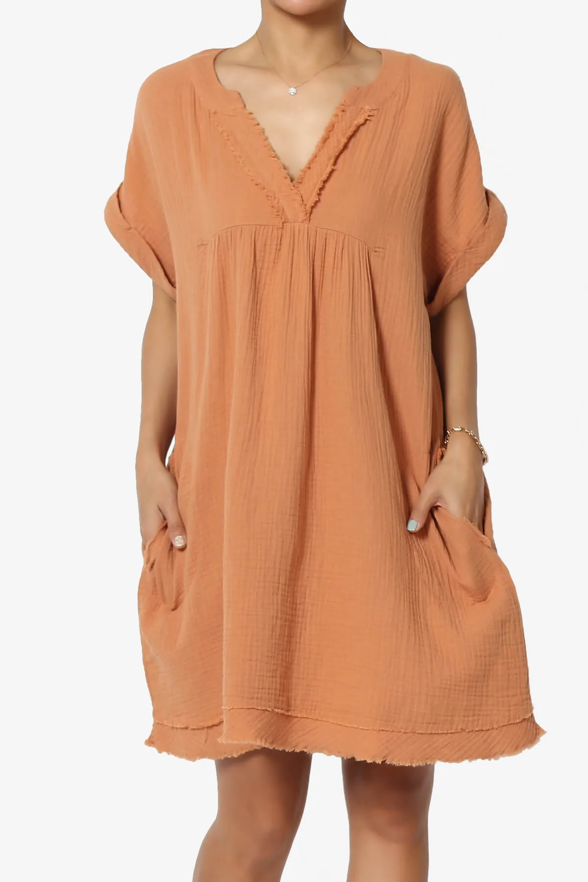 Milly Gauze V-Neck Babydoll Shift Mini Dress PLUS